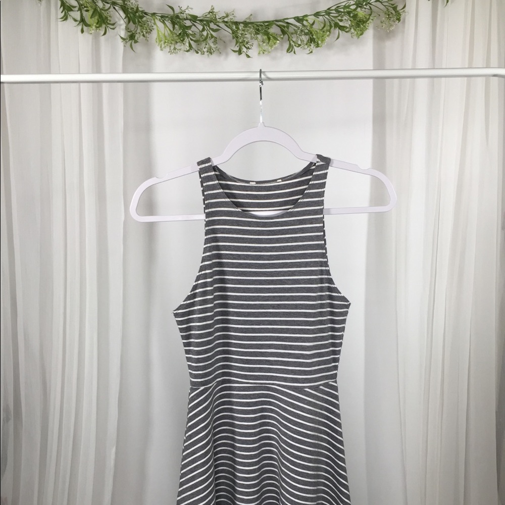 Grey and White Striped Dress